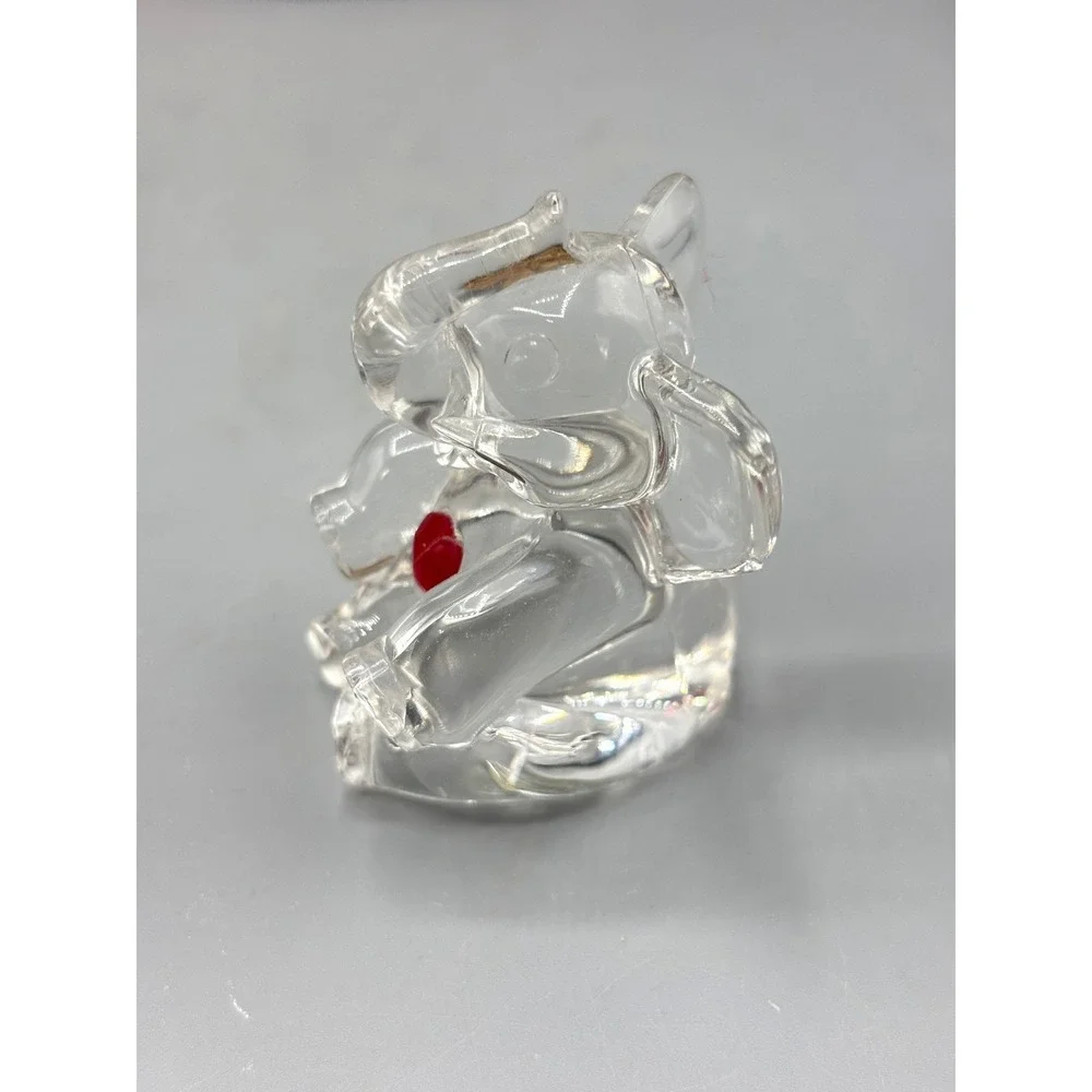Vintage Crystal Hearts Collection Elephant Figurine Red Heart Clear Acrylic‎